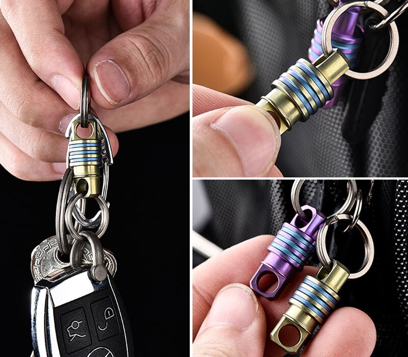 360 Degree Rotation Titanium Alloy Gimbal Keychain w/ Ring Car Keychain EDC Tool