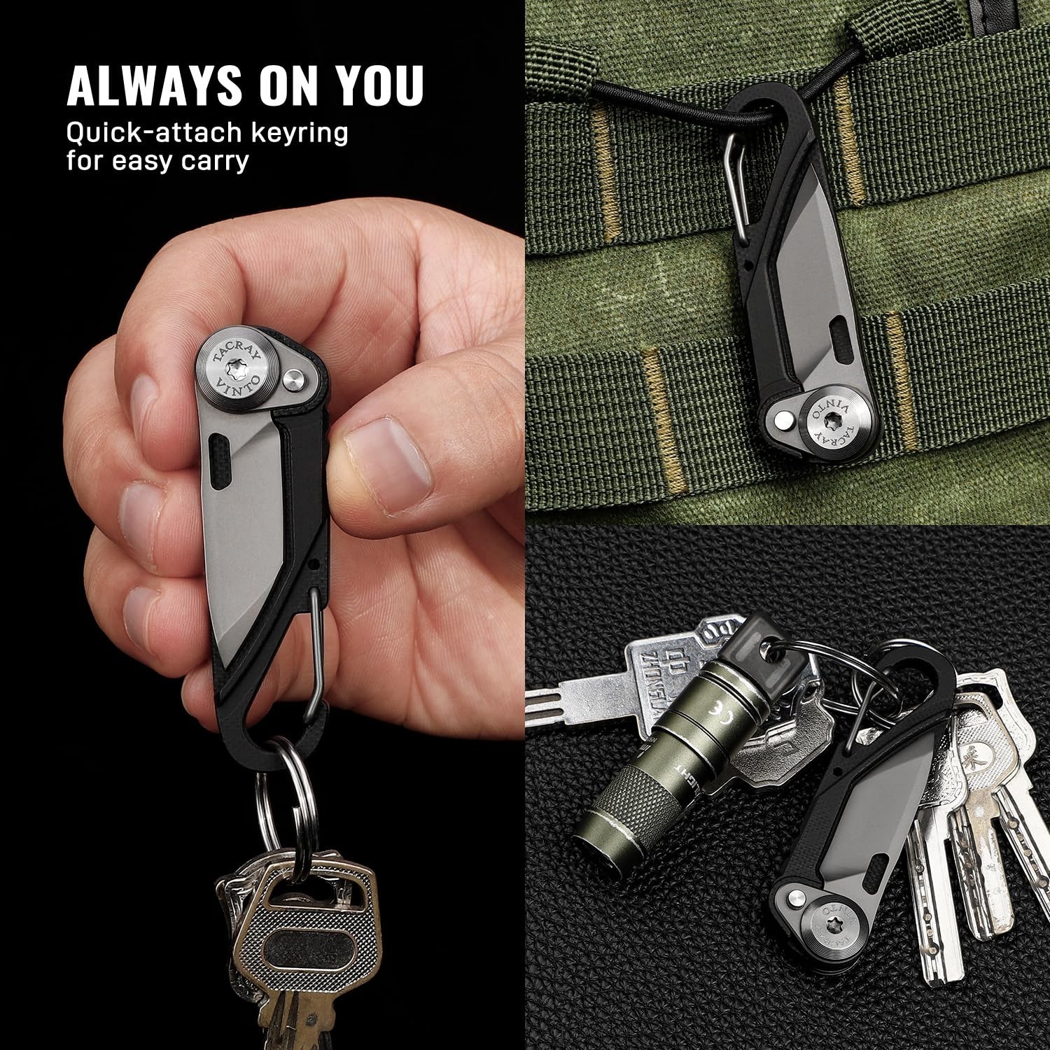 5-in-1 Compact Pocket Knife Multitool – Utility Knife, Seatbelt Cutter, Keyring,