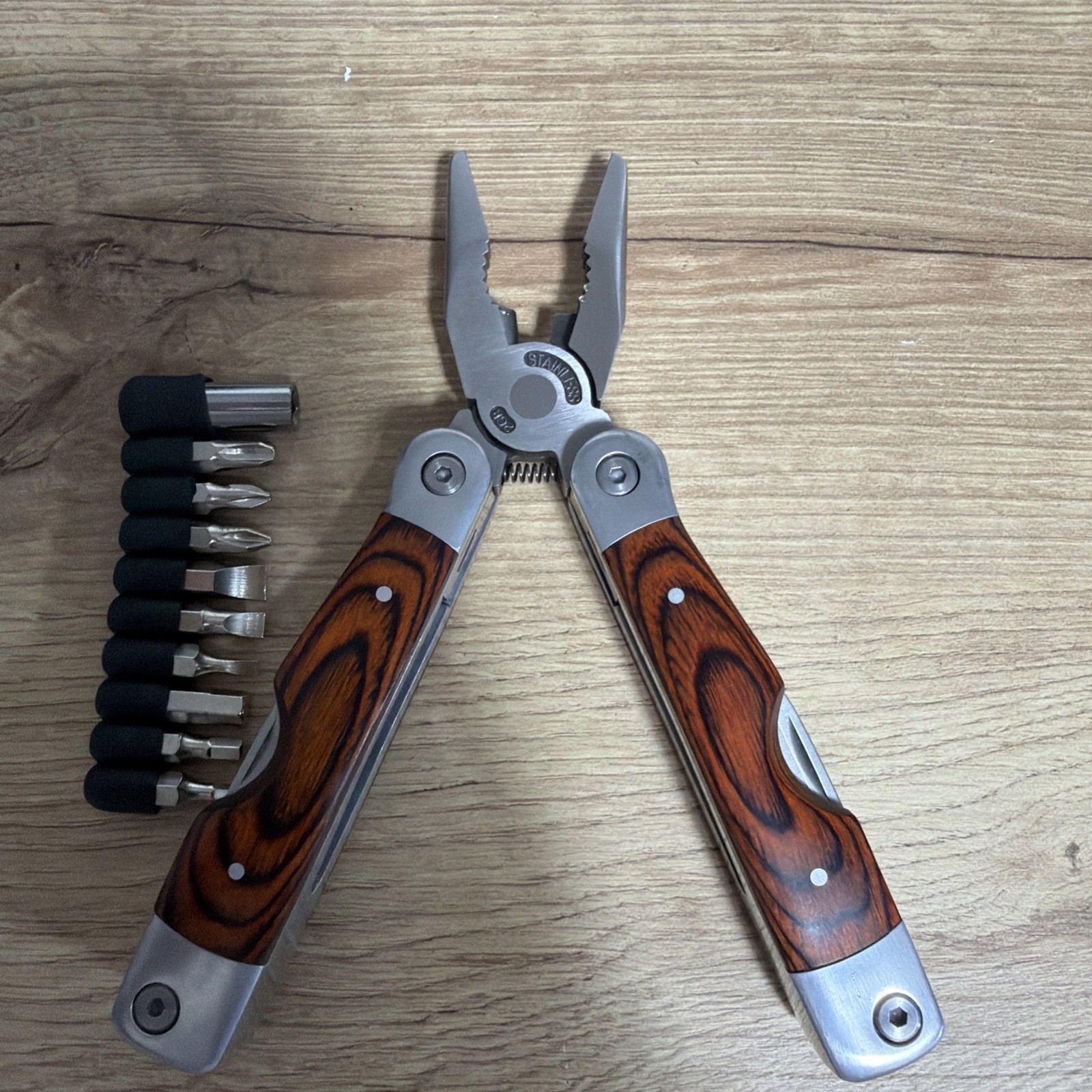 UnBranded 12 In 1 Multi Tool With Sheath And 10 Bits Stainless Steel