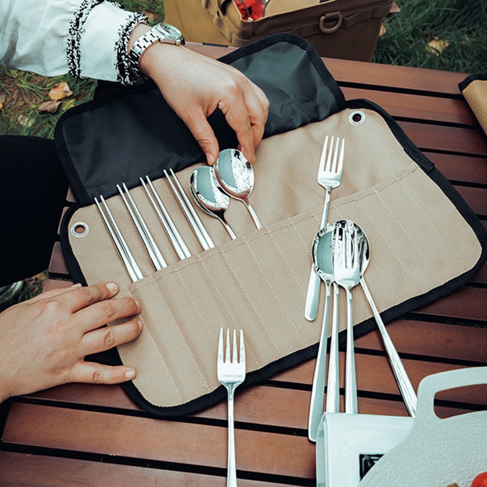 Able to Store Multiple Utensils Camping Cutlery Set with Roll Up Design