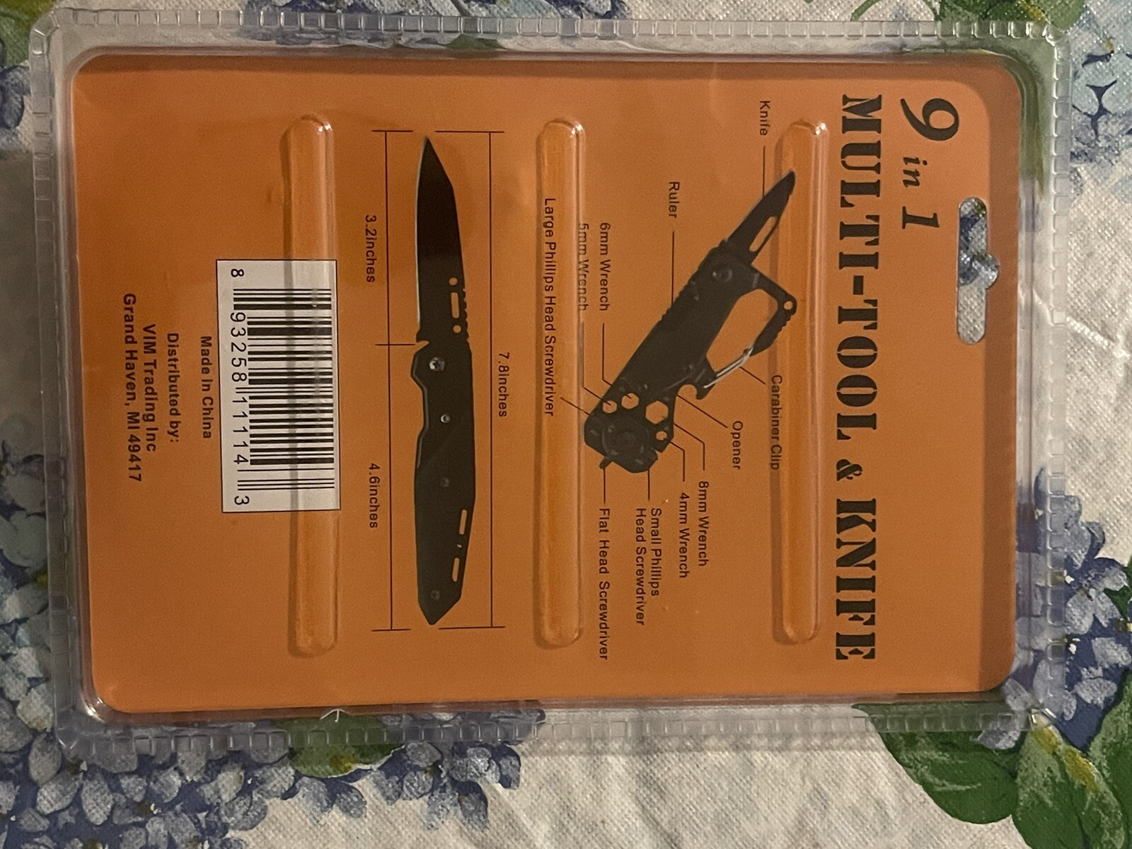 9-In-1 Pocket Knife, Multi tool, Black, Unbranded, New In Package.
