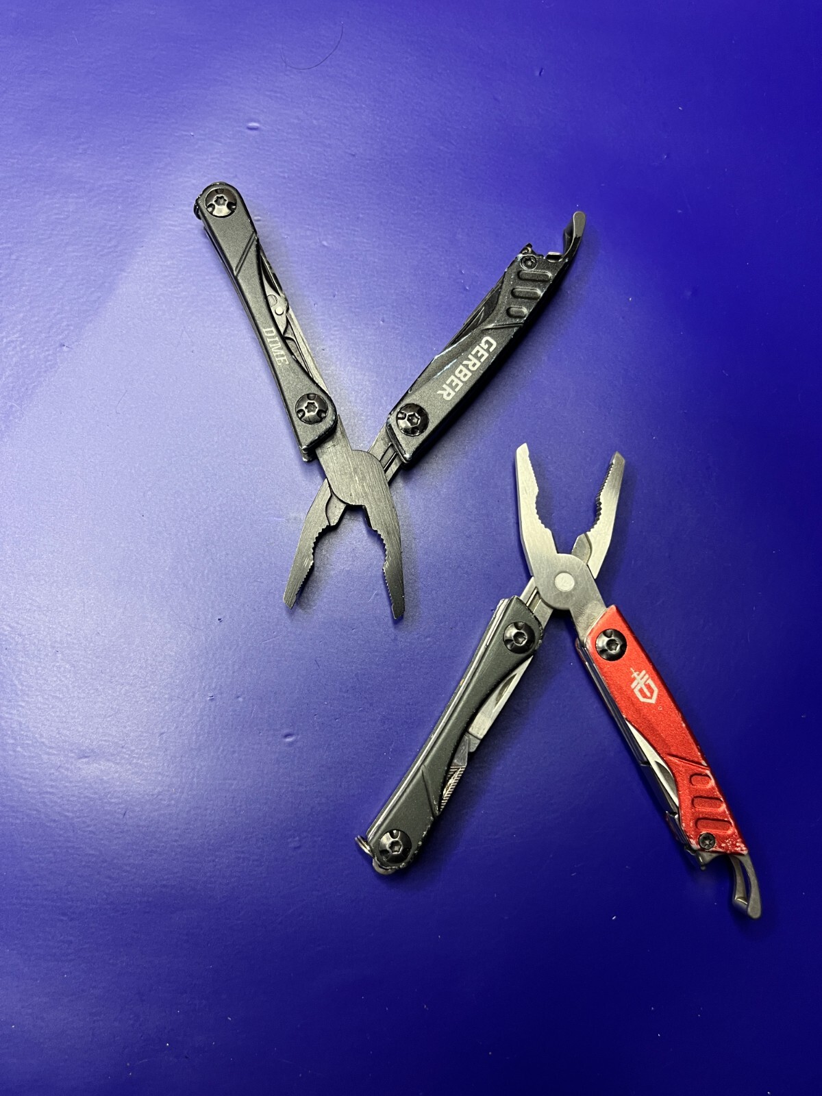 Lot of 2 Gerber Dime Multi-Tools Small Keychain Pliers Knife File Scissors