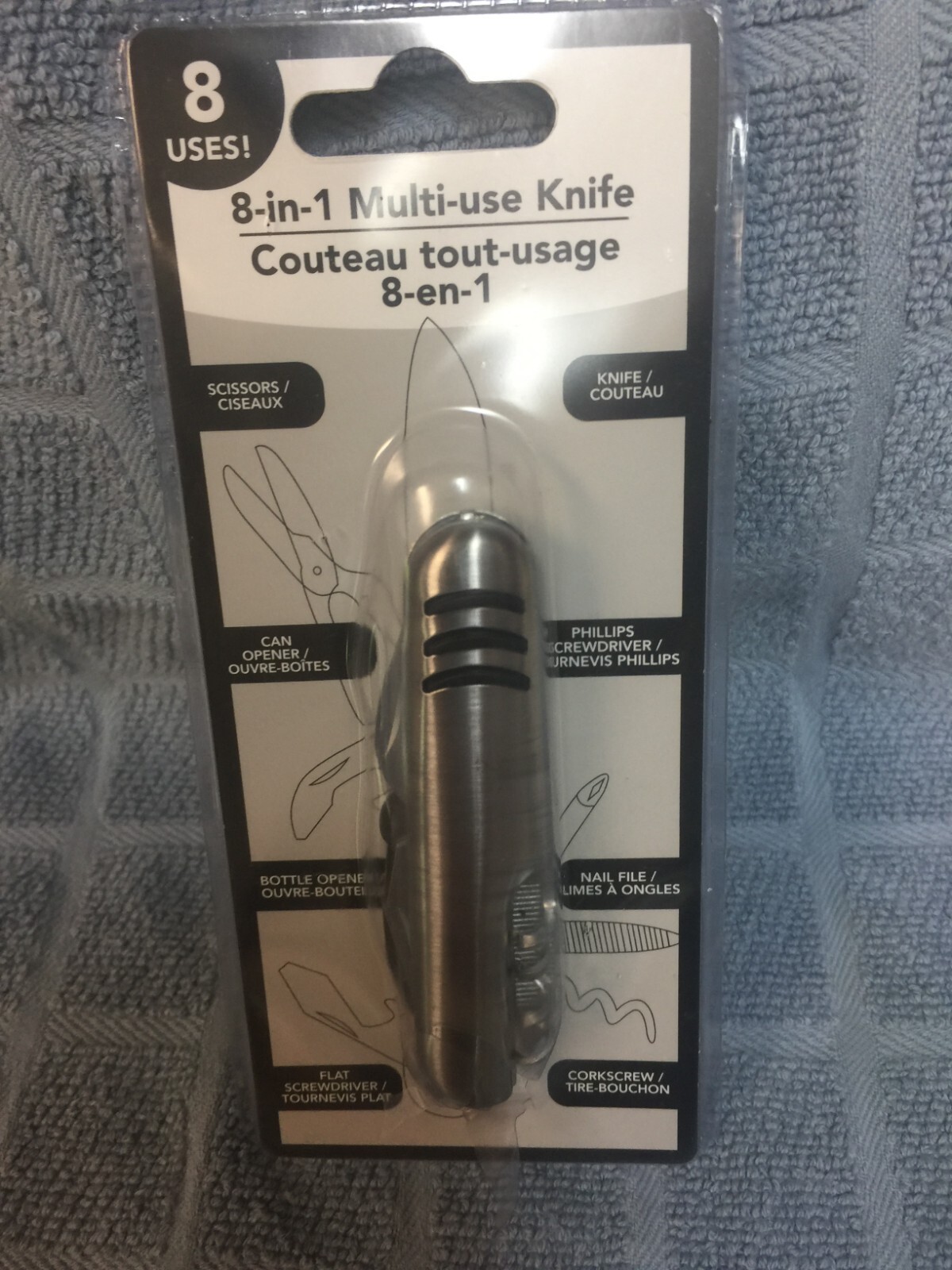 NIP 8 In 1 Multi Use Pocket Knife Great For Outdoors-Camping, Fishing, Etc.