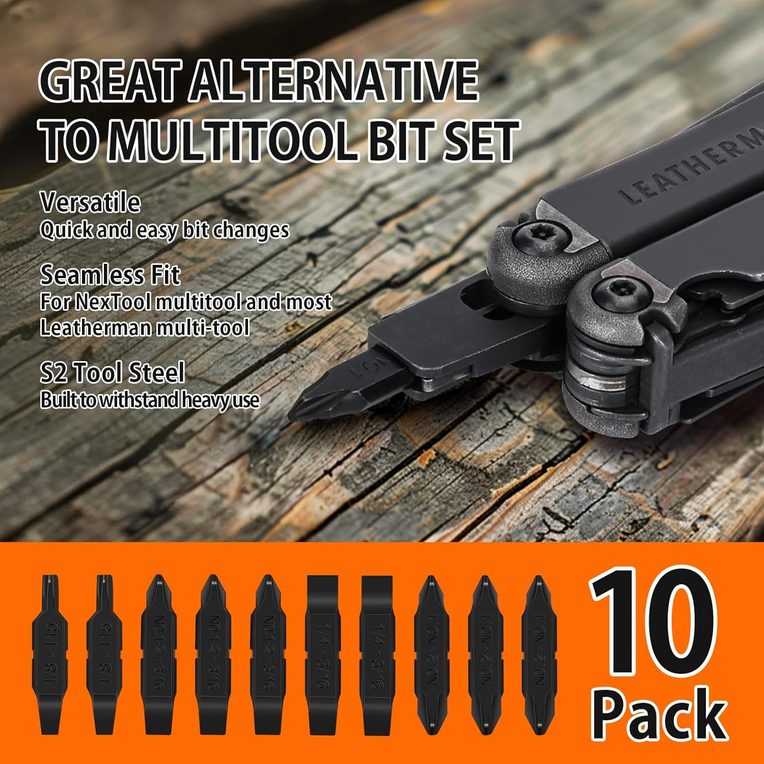 Nextool 10 Pack Replacement Double-Ended Screwdriver Bit for Leatherman Multi-To