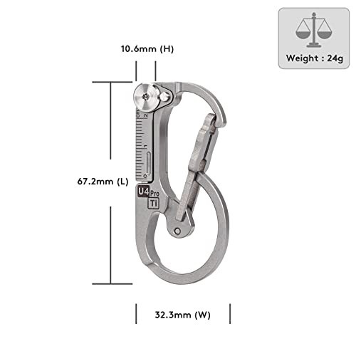 Titanium Carabiner Keychain Knife EDC Multitool Pocket Clip, Replaceable Blade,