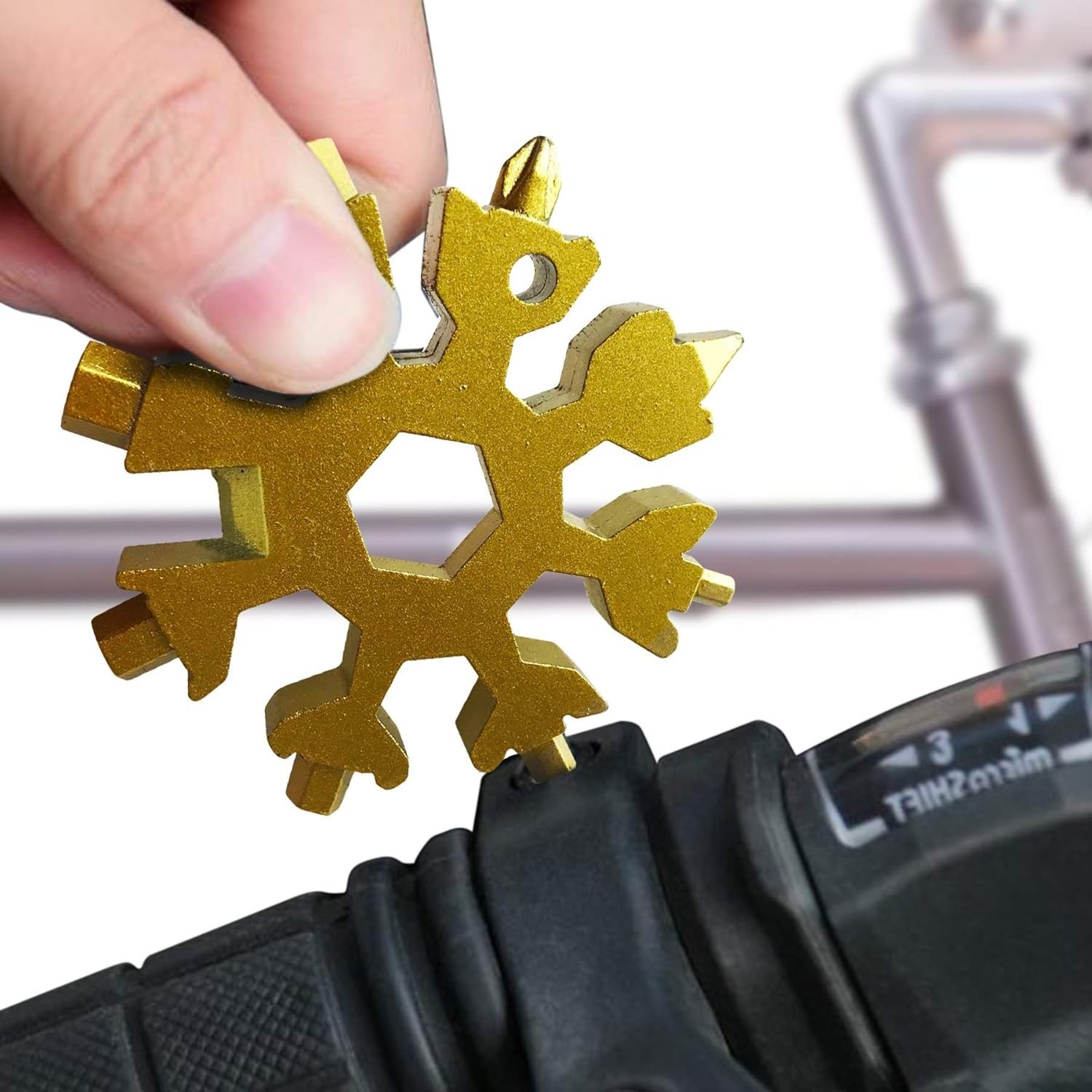 (4-Pack) Mobi Lock 18-in-1 Snowflake Multi Tool Portable Gold Steel Snowflake