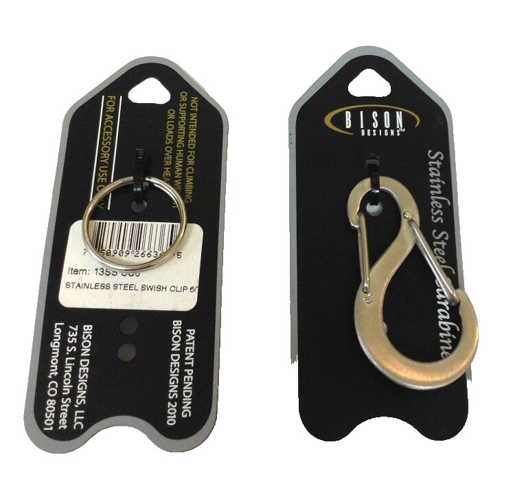 3-Pack Stainless Steel 6 cm Swish Carabiner Clips S Hook with Key Ring 13SS-SC6