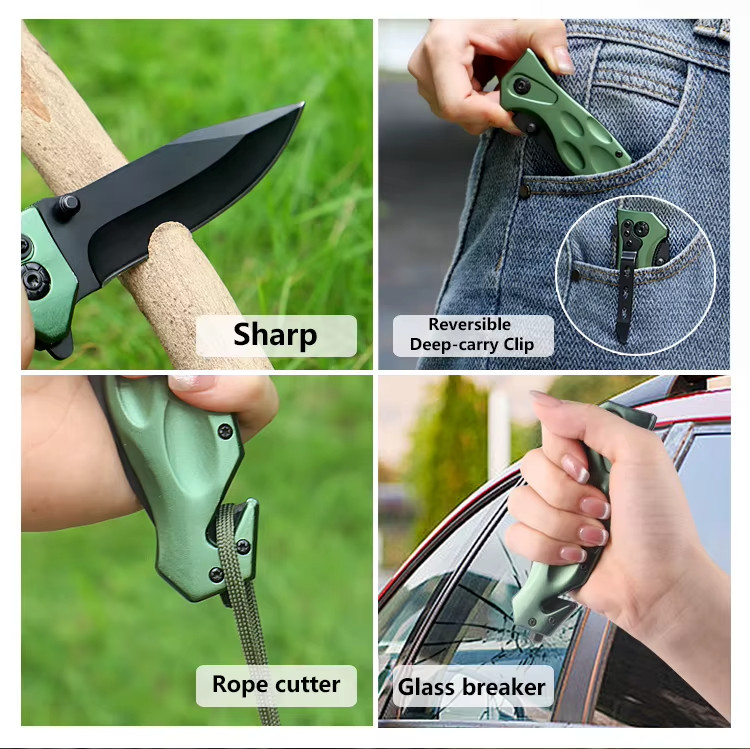 Camping Folding Pocket Knife 3Cr13 Steel Rescue Tool Glass Breaker Seatbelt Cutt