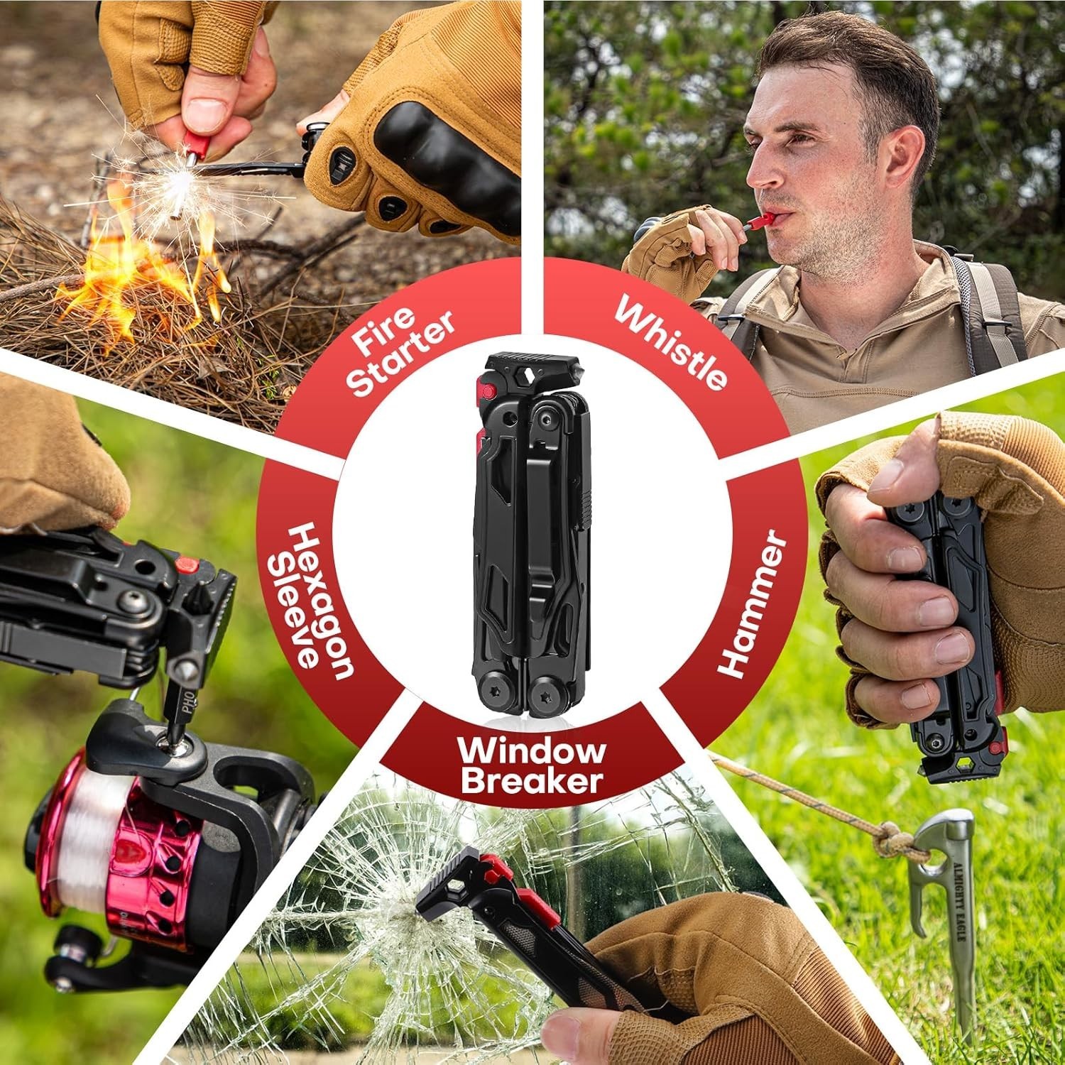 Multitool Stainless Steel 27-in-1 Pliers with Knife Sheath Outdoor Survival Gear