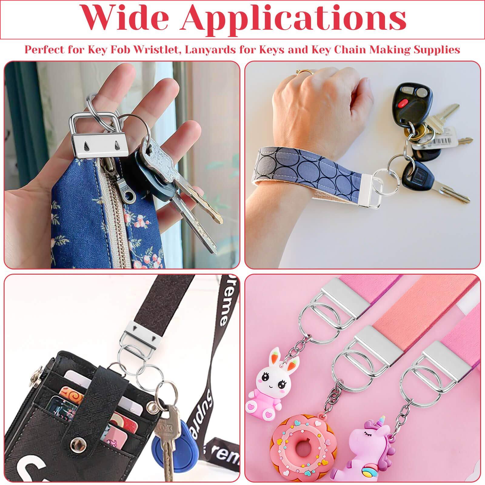 50 Pcs 1 Inch Key Fob Hardware with Key Fob Fliers Keychain Hardware Kit