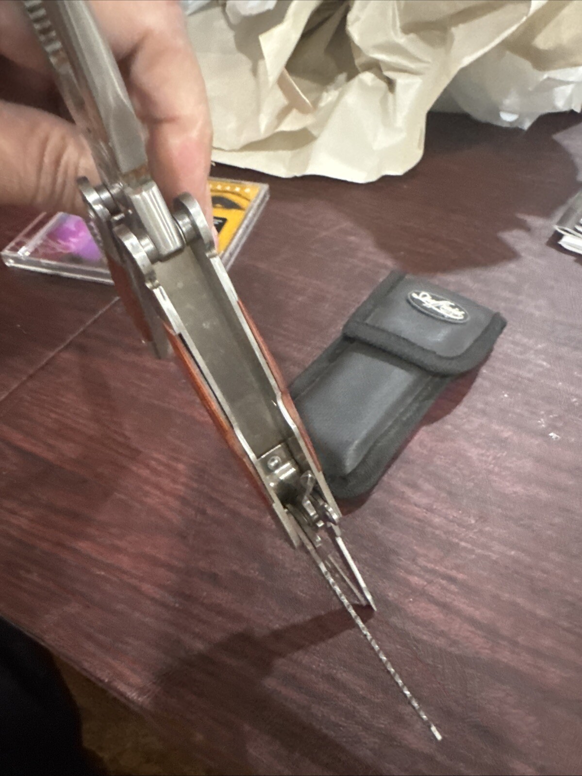 Sheffield 12-In-1 Multi Tool w/ Hardwood Handle Pliers Knife Blades Screwdrivers