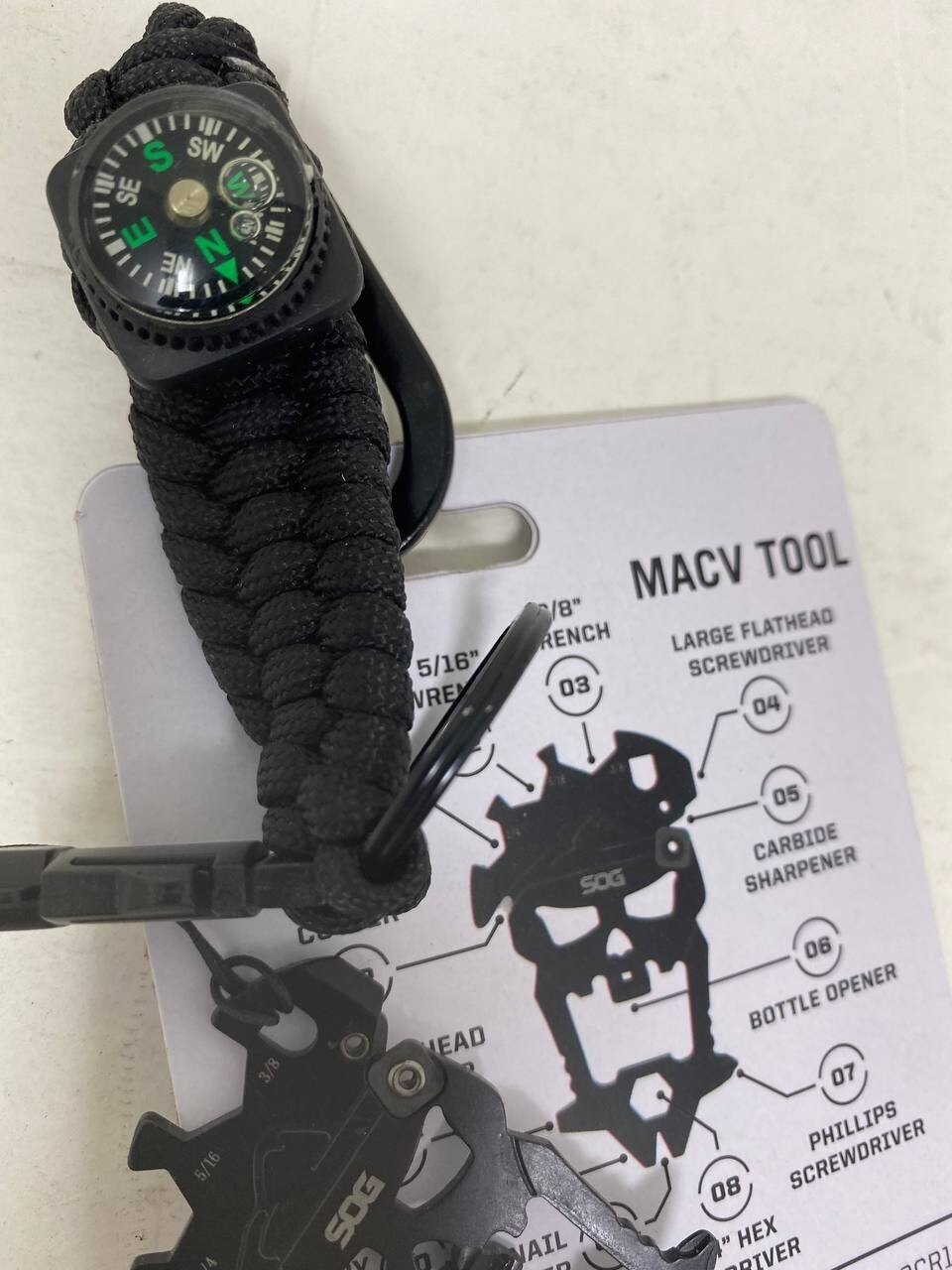 SOG MacV Multi Tool Wrench Screwdrivers Pry Bar Bottle Opener Sharpener Puller