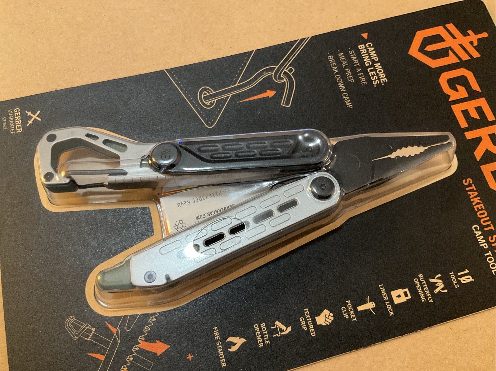 Gerber Stakeout Spark 10 Tools In 1 Pocket Clip Ferro Rod Baltic Haze Color