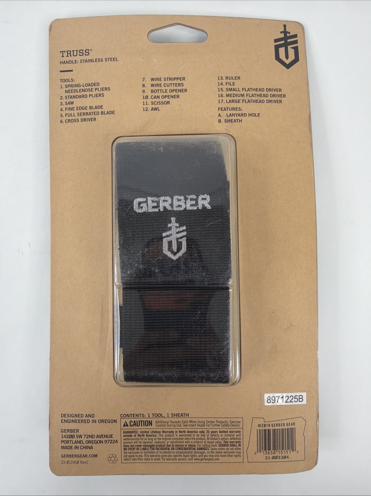 Gerber Truss Multi-Tool 17 Tools Sheath Screwdriver Saw Glass Breaker Pliers