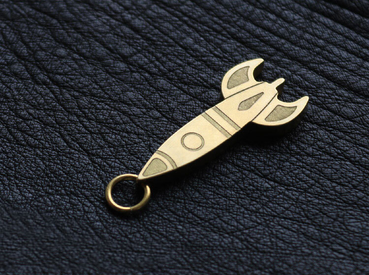 Mini Brass Rocket Shape Keychain Pendant Bead Necklace Men Clothing Accessories