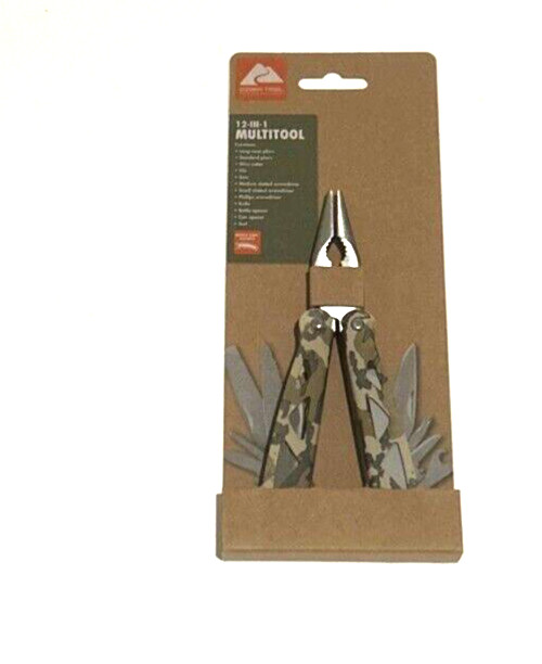 Ozark Trail 12 in 1 Multi Tool Stainless Steel Camo Color Camping Fishing NEW