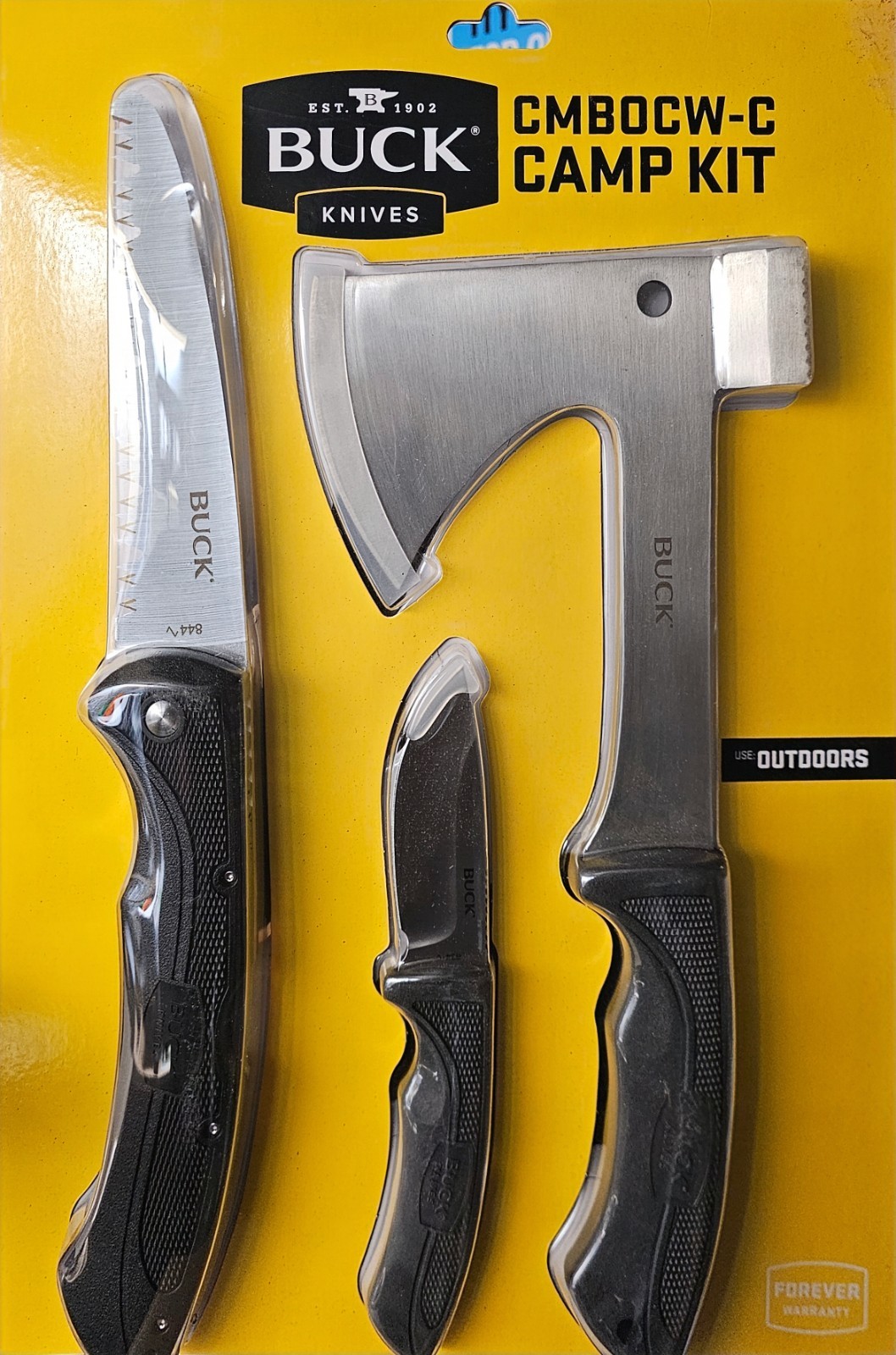 BUCK Knives Camp Kit Folding Saw, Fixed Blade Knife with Sheath, Axe with Sheath