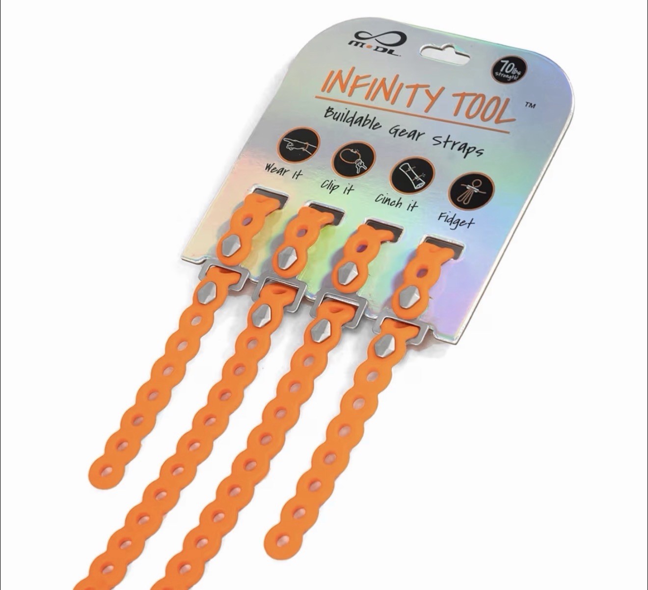 Infinity Tool 2.0 Modular Straps (4 Pack) Neon Orange Flexible Multi-Tool