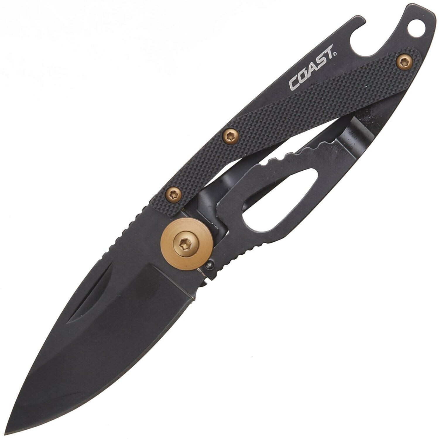 COAST FX220 Stainless Steel 2″ Blade Pocket Knife w/ Money Clip & Bottle Opener