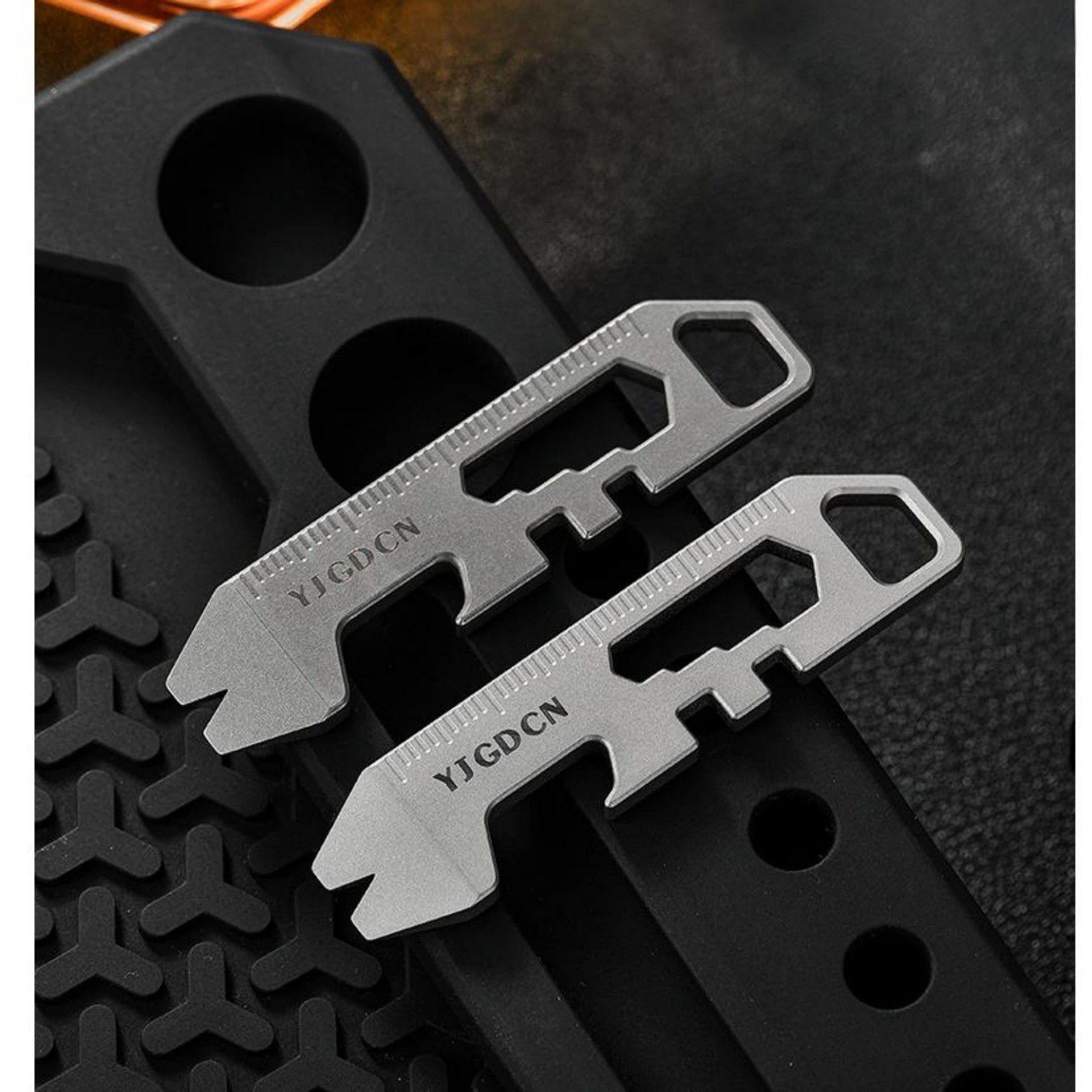 Titanium Alloy EDC Pry Bar Multi Tool Keychain Bottle Opener Wrench Ruler
