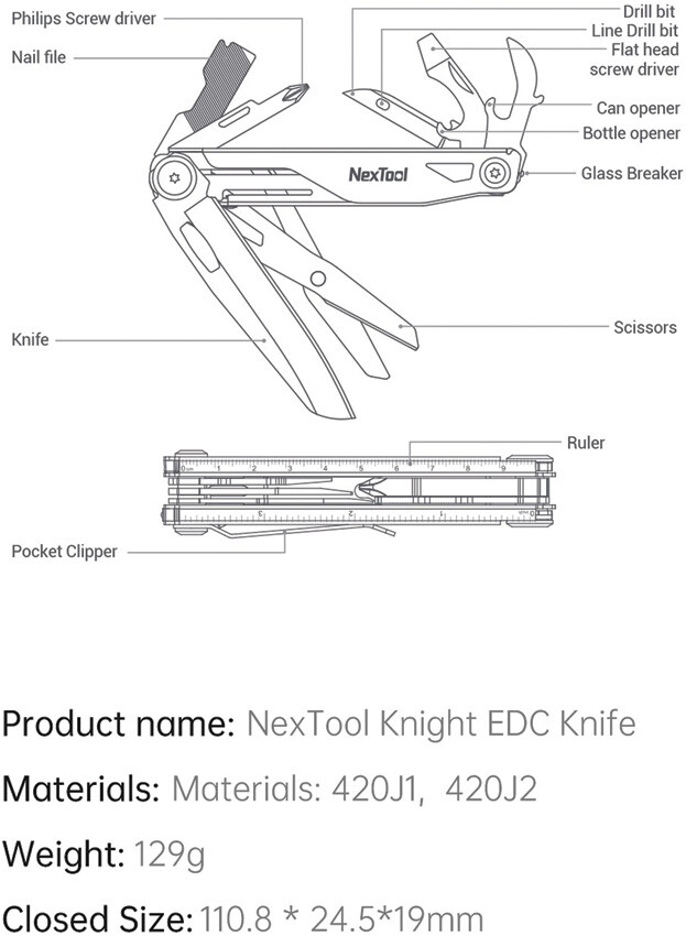 New NexTool Knight Multifunctional Knife NE20153