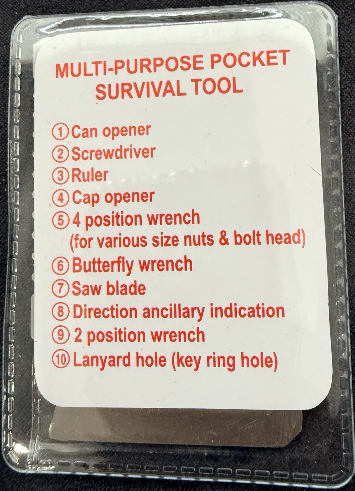 Multipurpose Pocket Survival Tool, Stainless Steel, Wallet Size