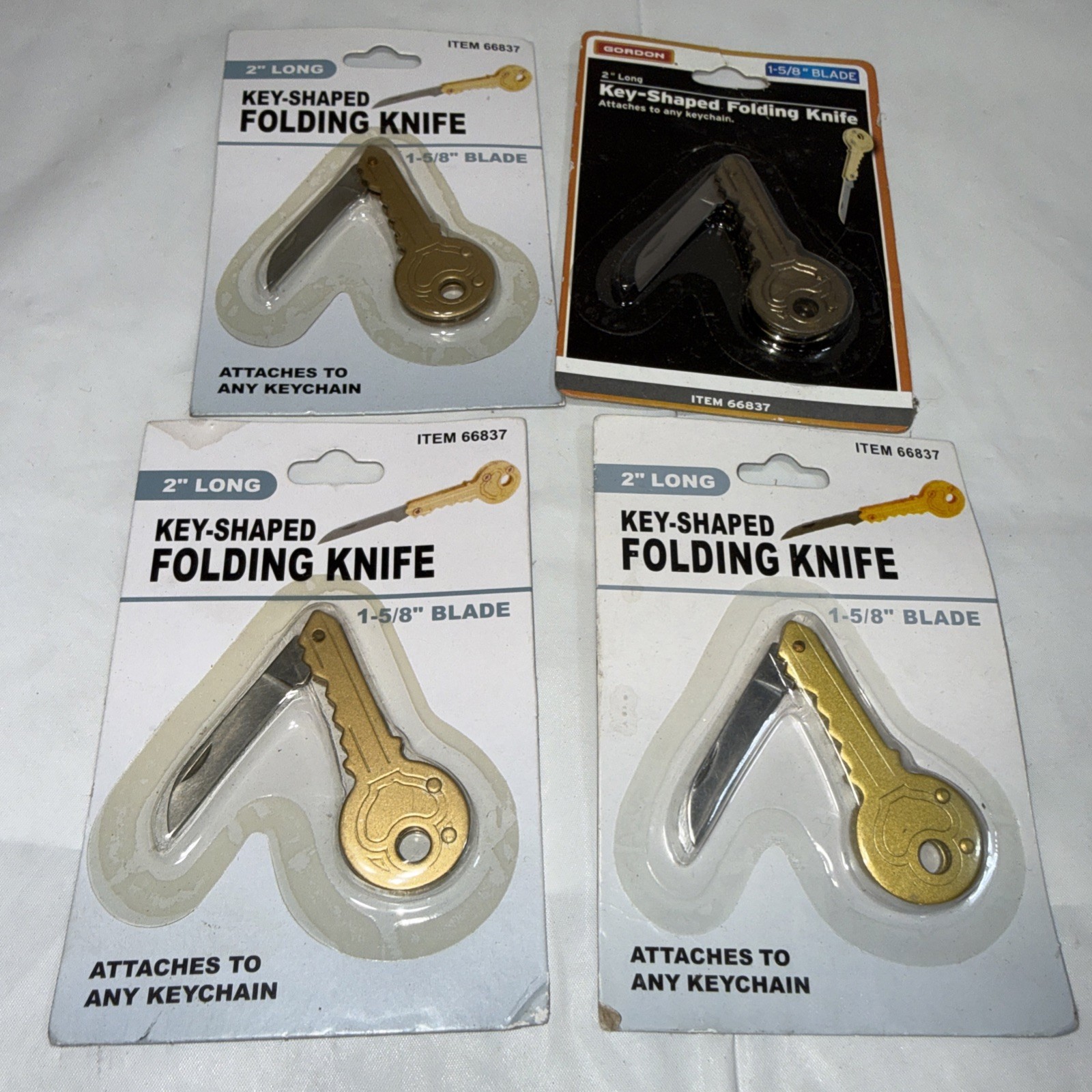 4 Mini Pocket Foldable Keychain Knife Small Knife Key-Shaped Folding NOS