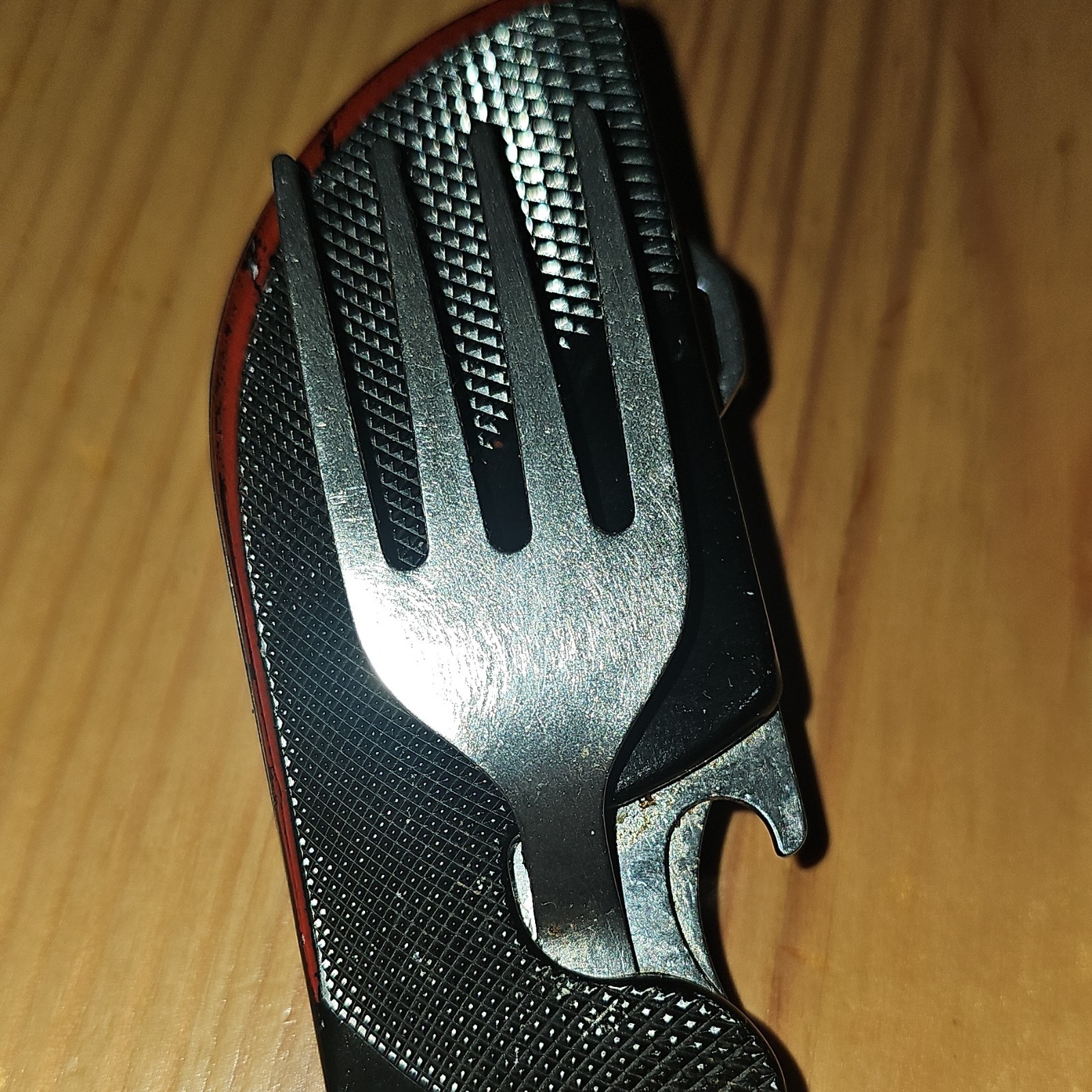 Multi-Tool Stainless Steel Silver Black Knife Fork Spoon Bottle Opener