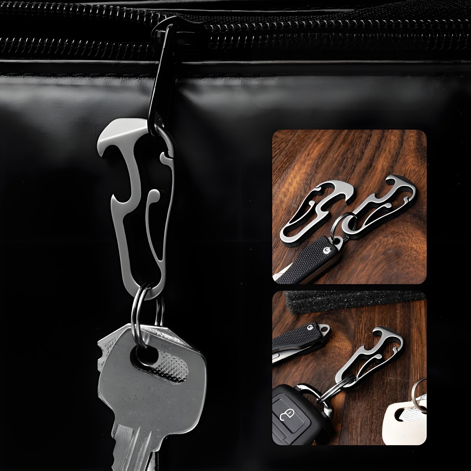 Titanium Alloy Mini EDC Multi Tool Carabiner Keychain Bottle Opener Waterproof