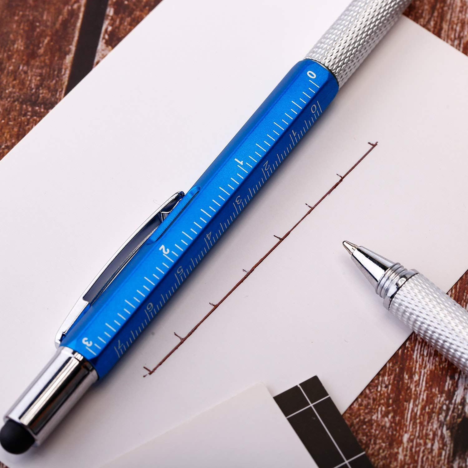 Zhanmai 8 Pcs 6 in 1 Multitool Pen Bulk Gift for Men Multi Tool Ballpoint Pen wi