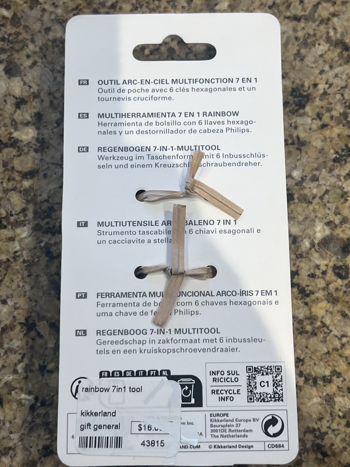 Kikkerland Tool 7-in-1 Multi-Tool Phillips And Hex Wrench Set