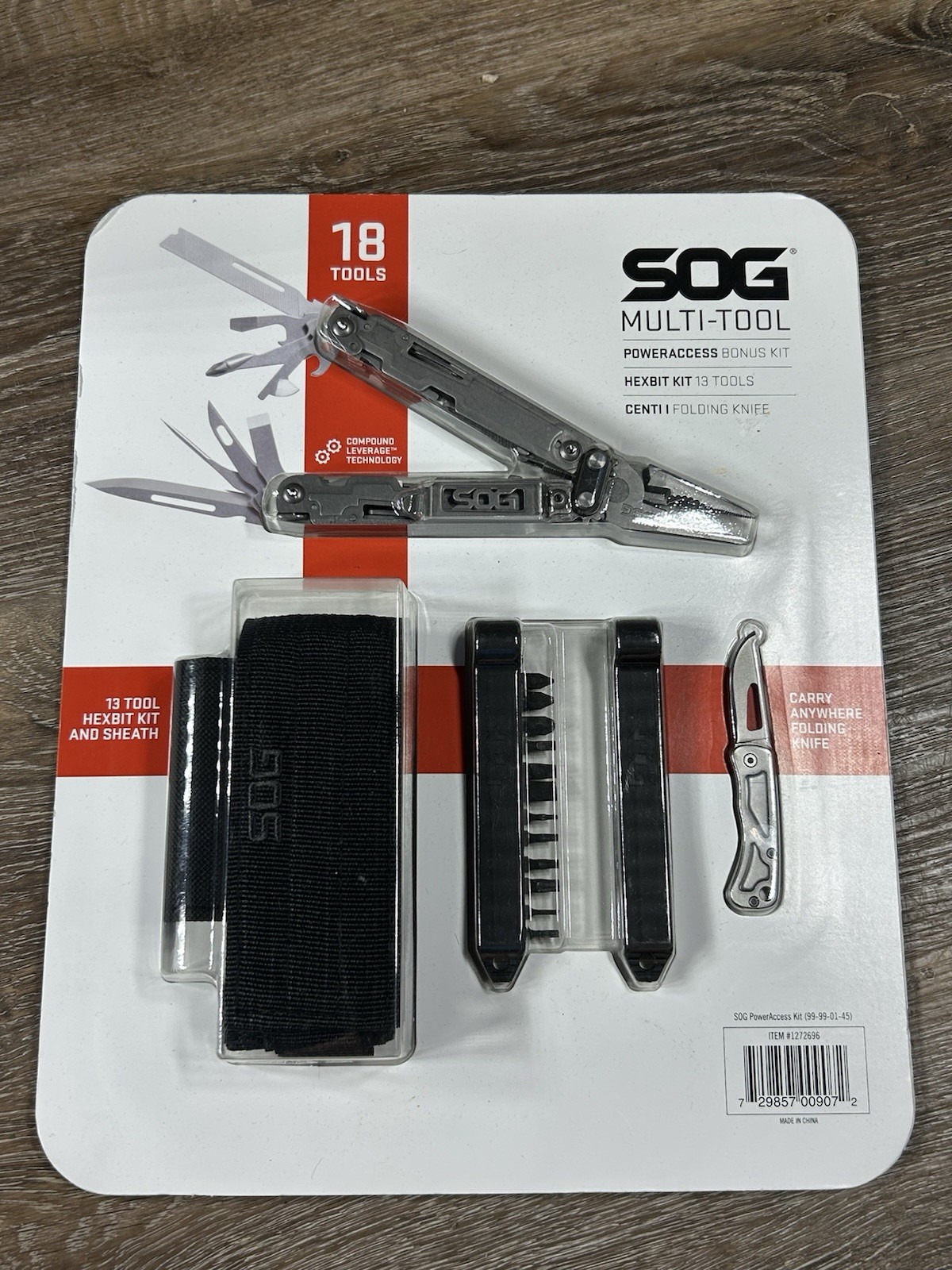 SOG 18 PowerAccess Multi-Tool Bonus Kit with 13 Hex Bit Sheath and Centi I Knife
