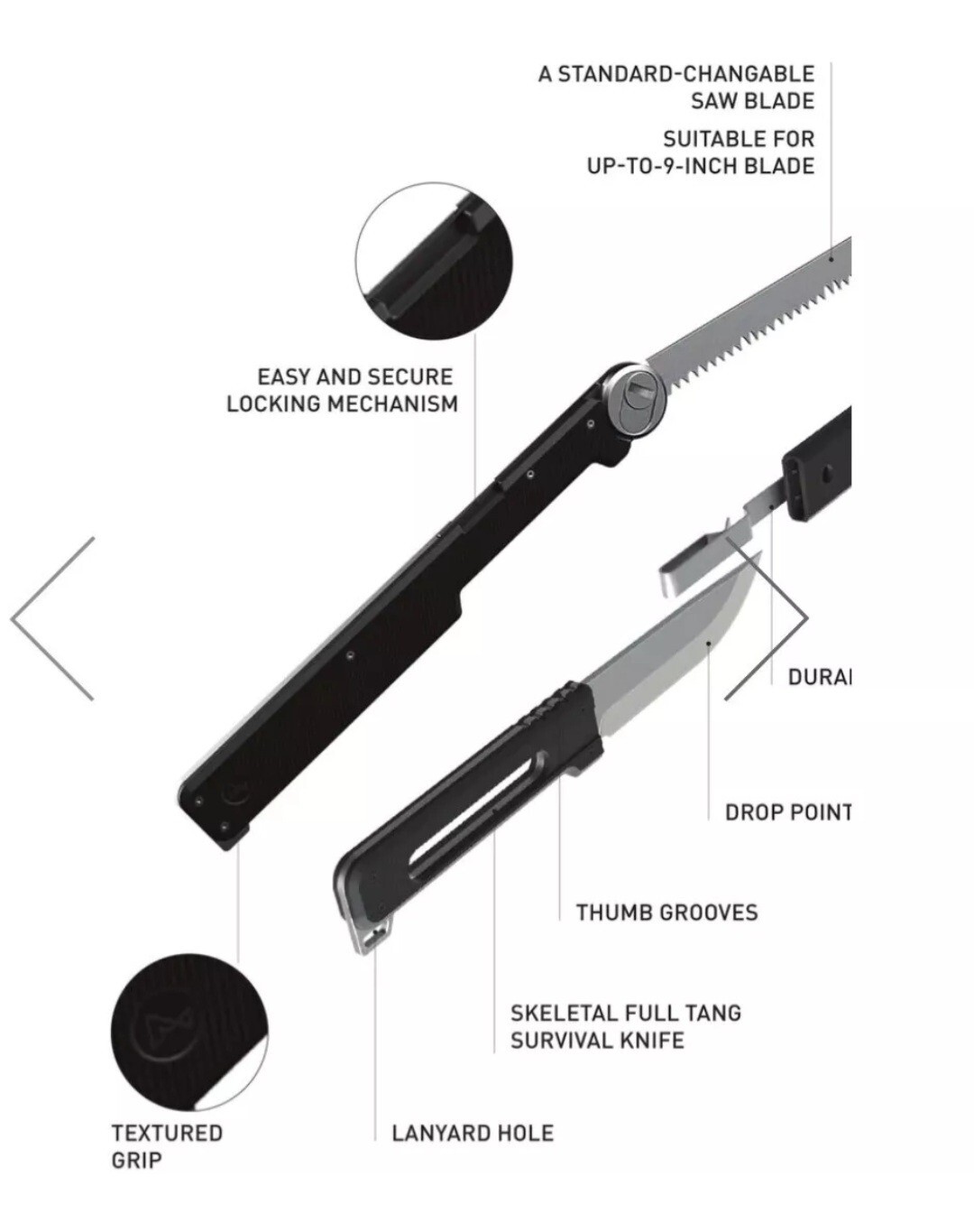 ACLIMA8 COMBAR PRO SERIES KIT WITH TOOLS INCLUDED,4In 1 SAW ,HAMMER,AXE,KNIFE.