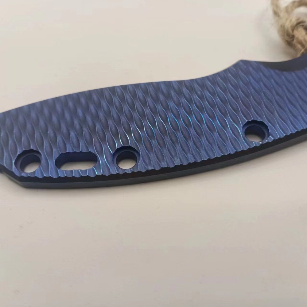 TC4 Titanium Alloy Blue Wave Pattern Handle Scale for Rick Hinderer XM18 3.5”