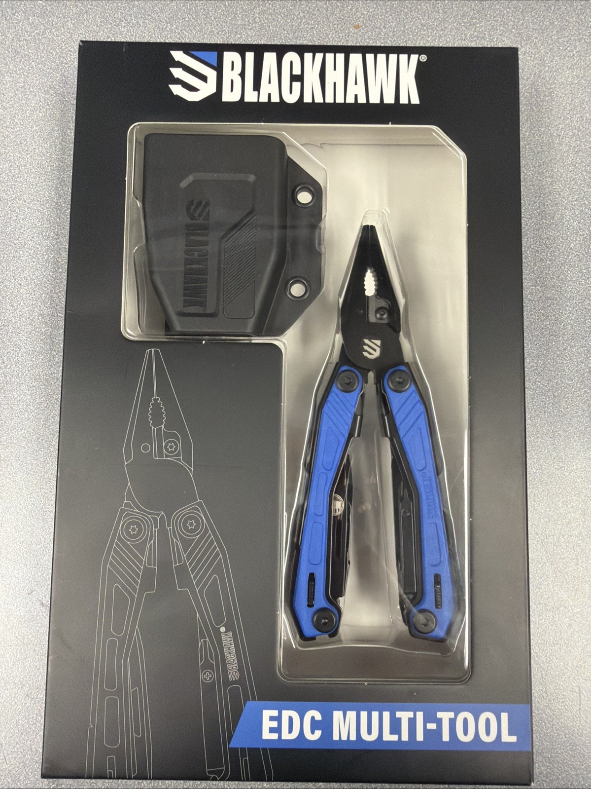 Blackhawk EDC Multi-Tool Black Stainless Steel Blue Zytel Handles – BHMT20BL