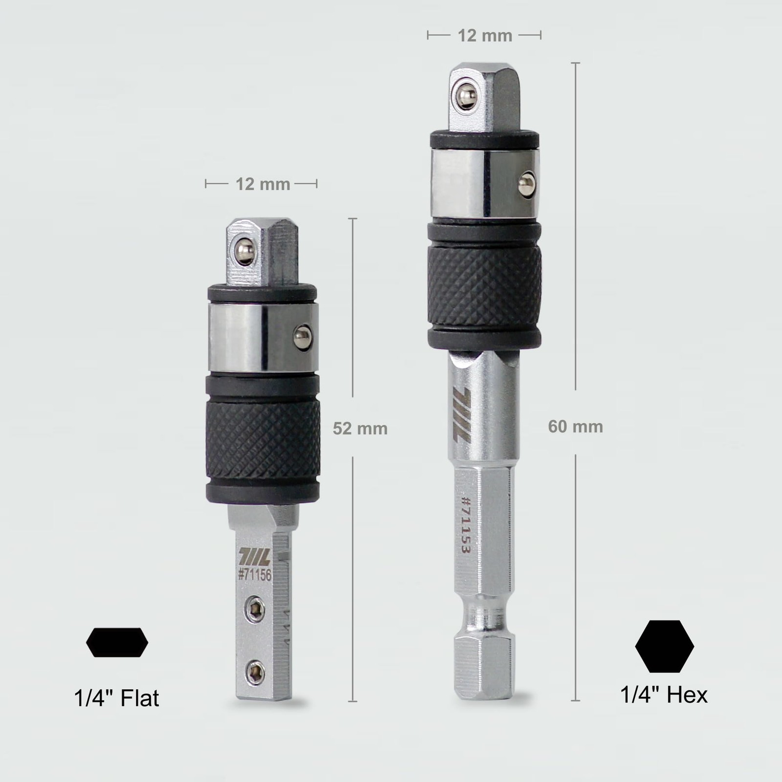 1/4″ Hex to Square Drive Socket 2-In-1 Extension Combo 1 PCS Hex End 1 PCS Flat
