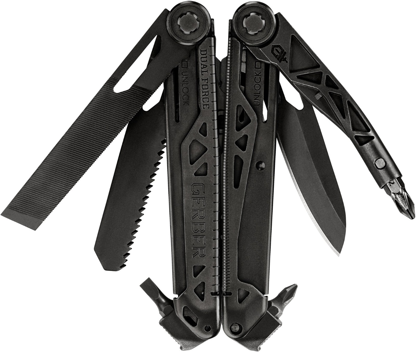 Gerber Dual Force Multi-Tool 12-in-1 Black Pliers Heavy Duty + Sheath NEW