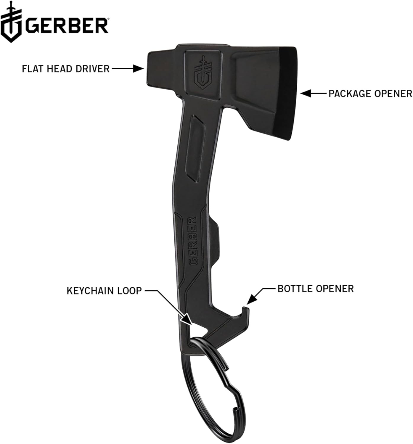 Gerber Gear Hatchet Keychain 3-In-1 Multitool, Clips to Pocket or Keychain with