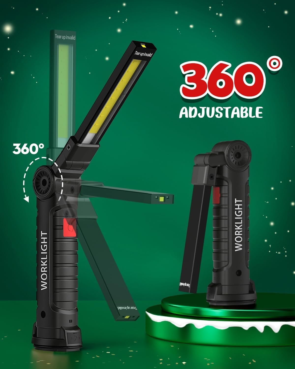 Rechargeable LED Work Lights 4 Pack with Magnetic Base 5 Modes 360° Rotate