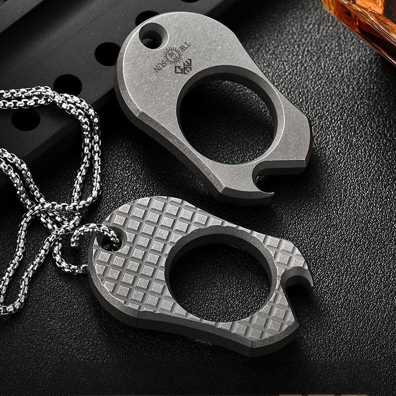 Titanium Bottle Opener EDC Keychain Necklace Pendant Outdoor EDC Multi Tool Gift
