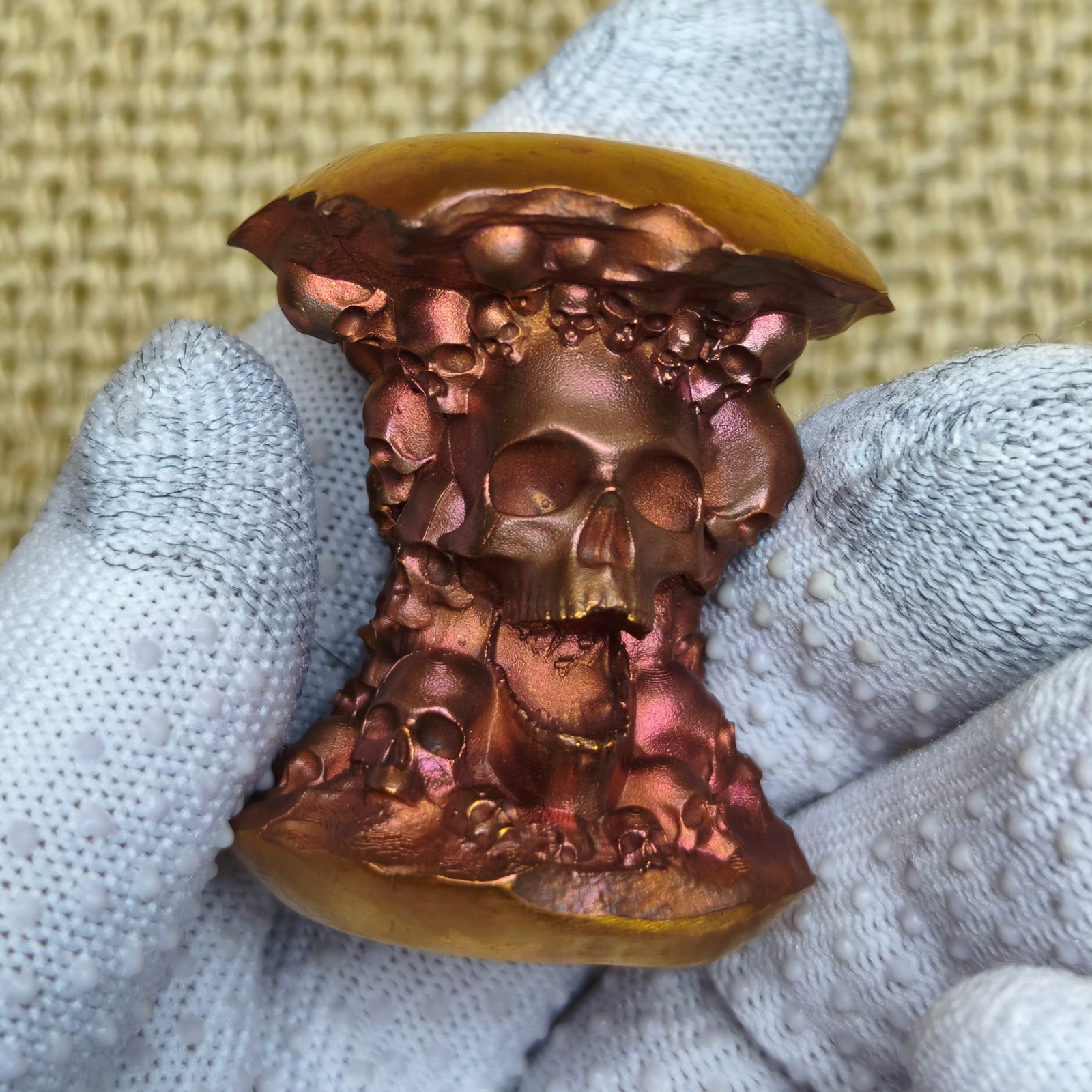 Pure Red purple copper death head skeleton ornament Solid Artistic statue apple