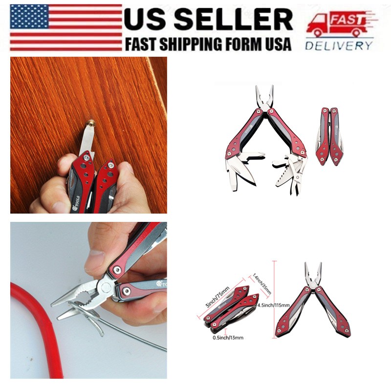 EDC Pocket Survival Multi Tool Stainless Steel Foldable Outdoor Daily Utility