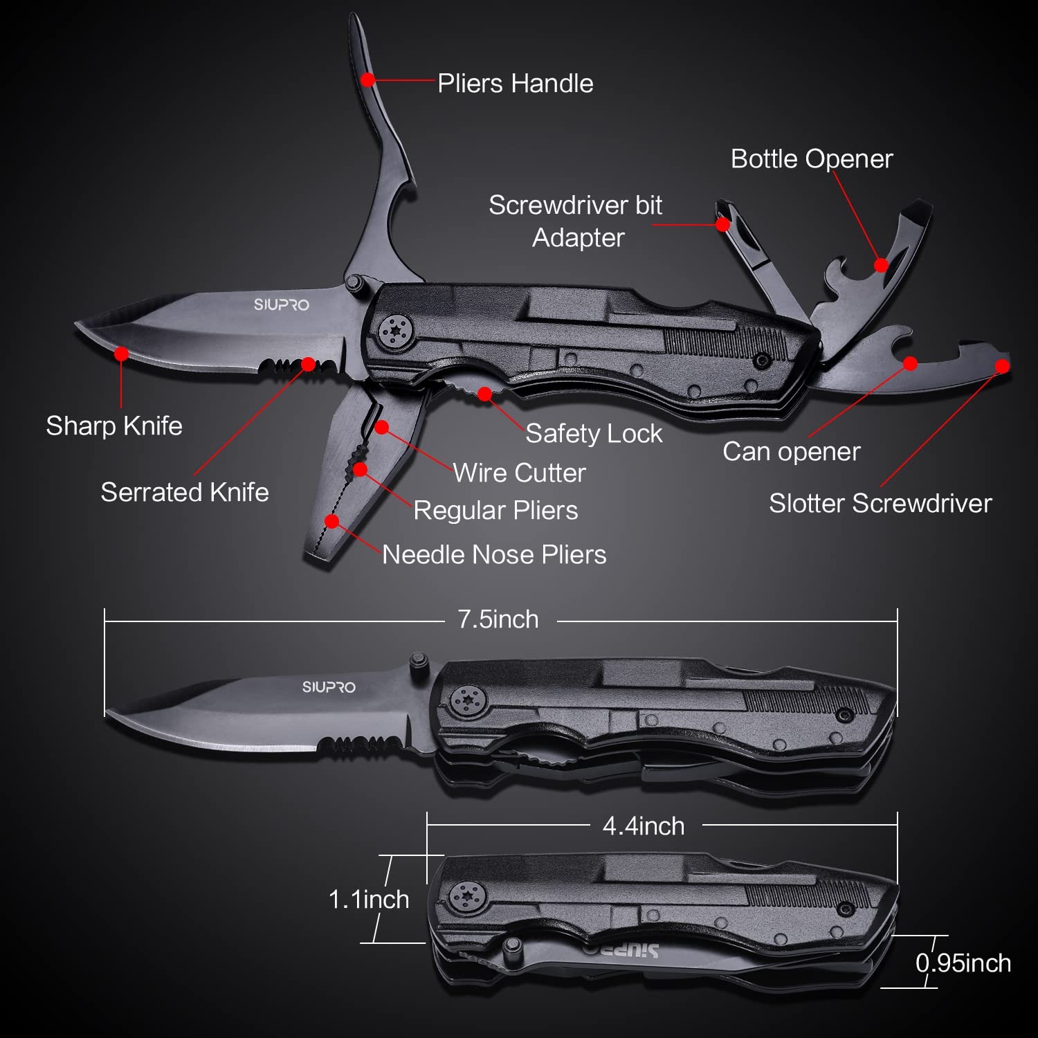 Multitool Pocket Knife for Men, Tactical Folding Multi Tool, Multipurpose Uti…