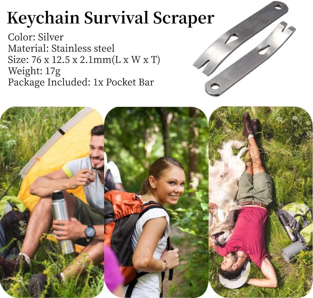 2Pcs Stainless Steel Pocket Bar, EDC Gear Mini 3Inch Crank Crowbar, Pocket Pry B