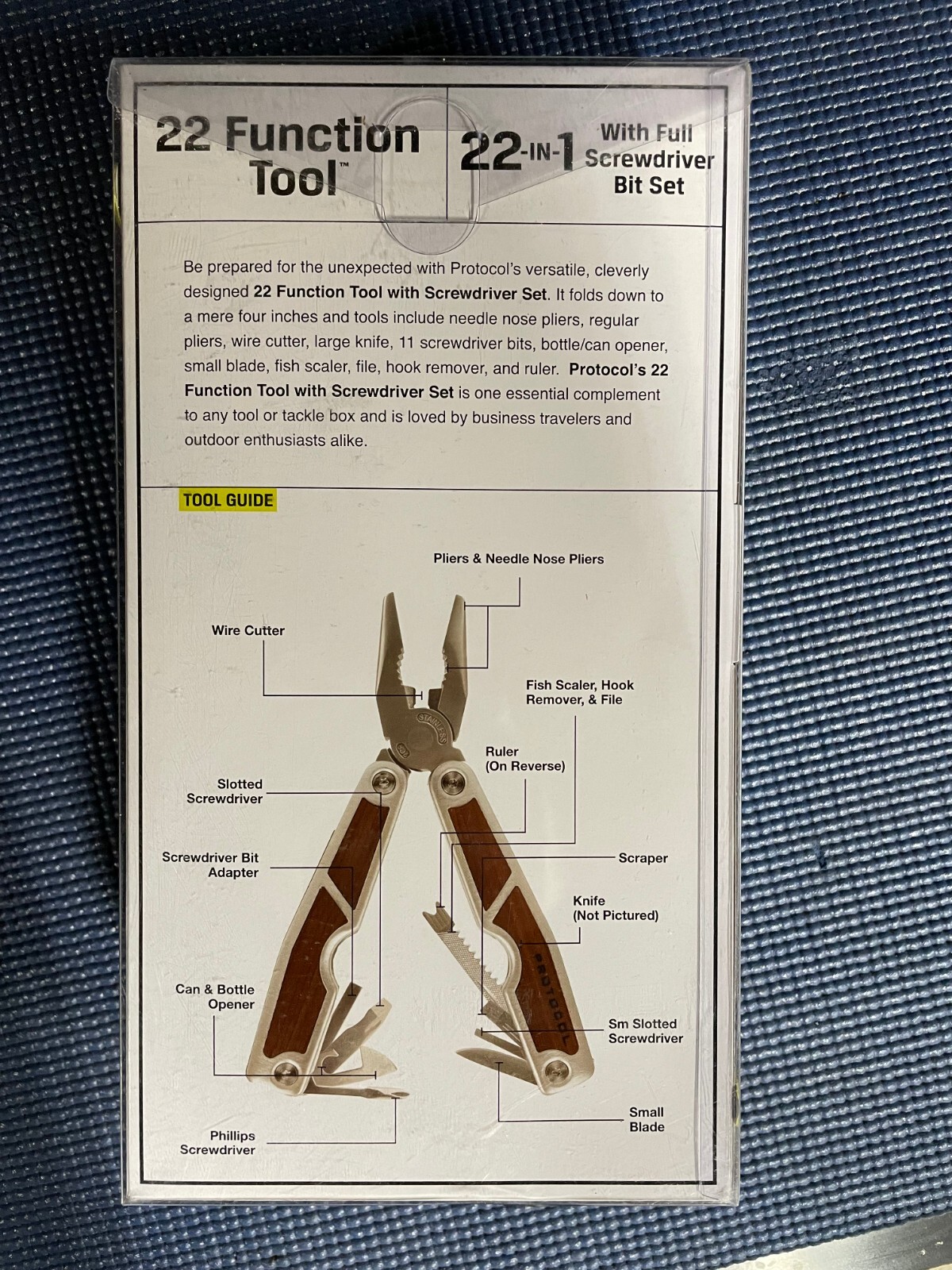 PROTOCOL 22-in-1 Multi Tool Pliers Screwdriver Knife Stainless Steel New 