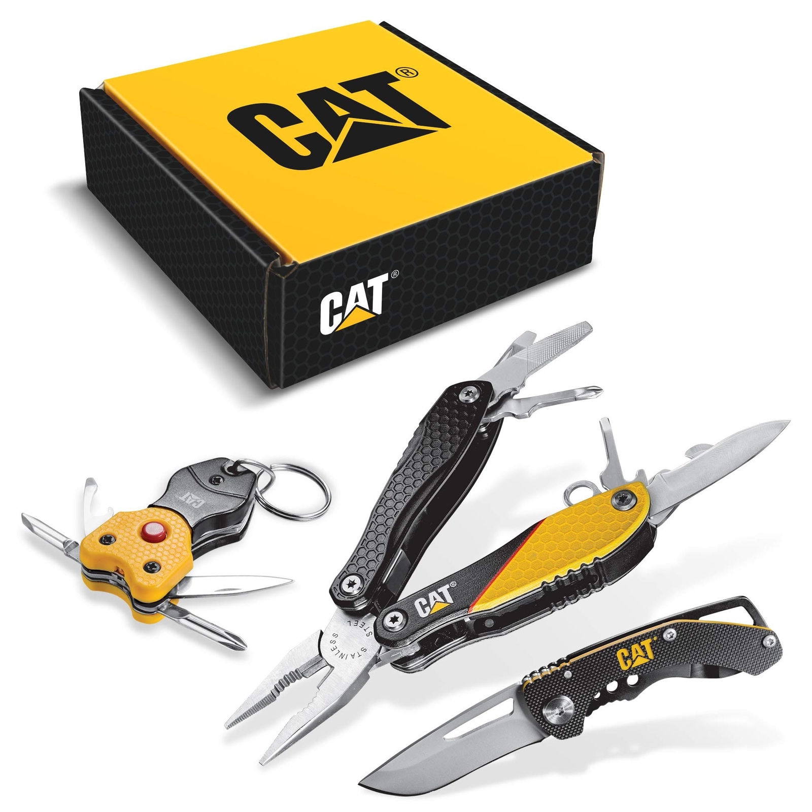 Cat 3 Piece 12-in-1 Multi-Tool, Knife, and Multi-Tool Key Chain Gift Box Set …