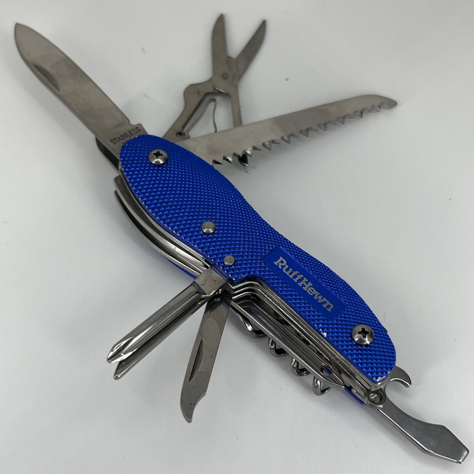 Ruff Hewn Blue Multi Function Pocket Knife Tool Gadgets – 10 Tools