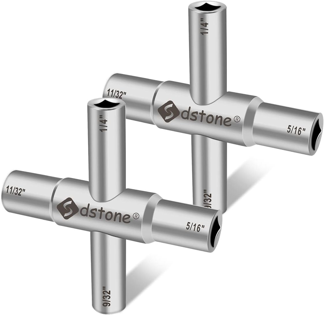 Versatile 4-Way Sillcock Key Tool – Durable 2 Pack with Multiple Wrench Sizes