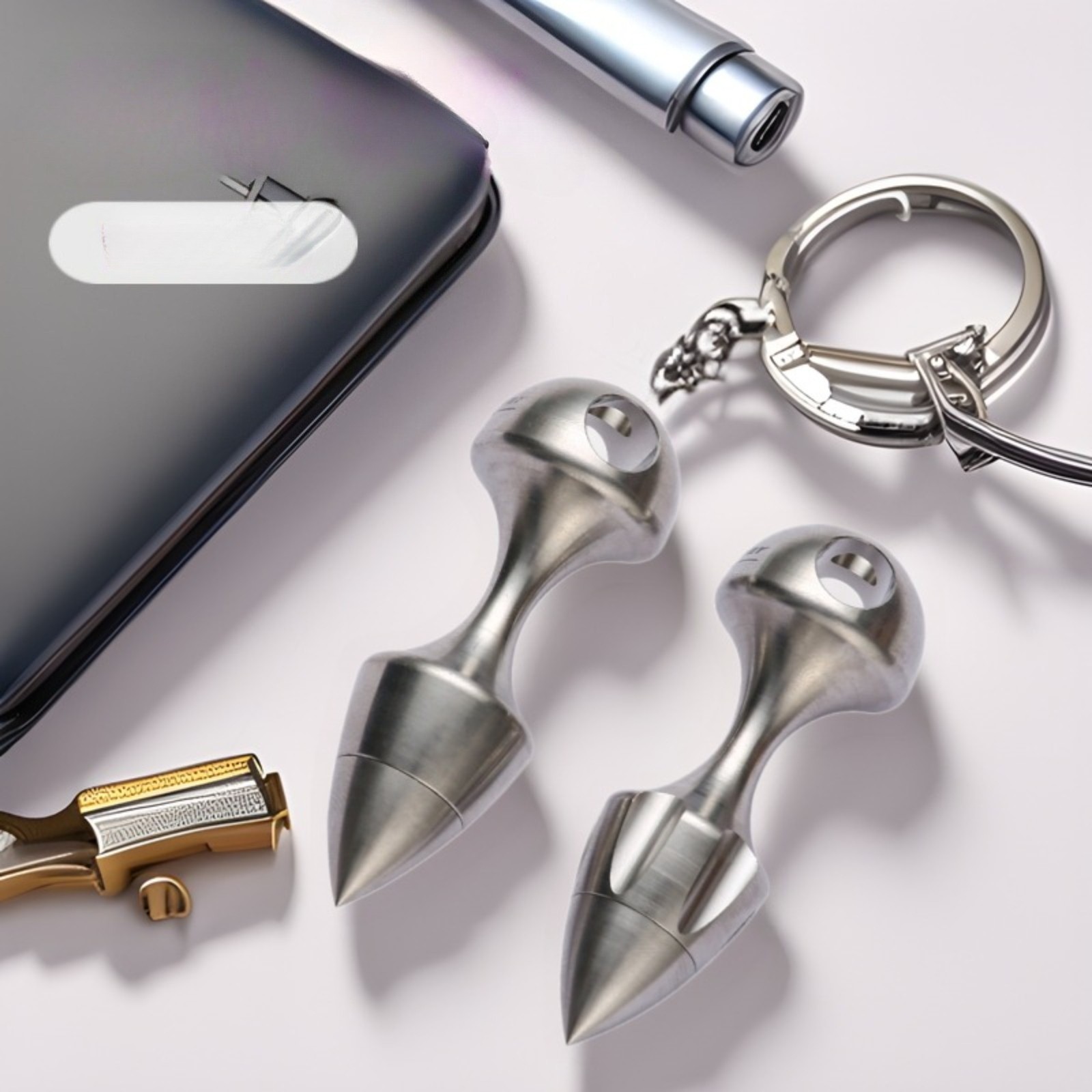 TC4 Titanium Alloy Waterproof Box keychain Necklace Pendant Outdoor EDC Tool
