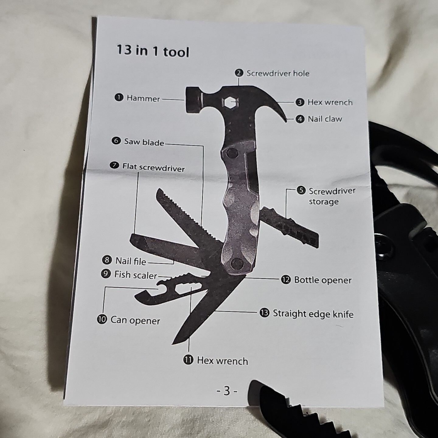 Hammer Multitool Camping Accessories 13 in 1 Survival Tool Kit Dr Liliang